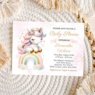 Carte Postale Unicorne sur Rainbow Baby shower Postcard Invitati