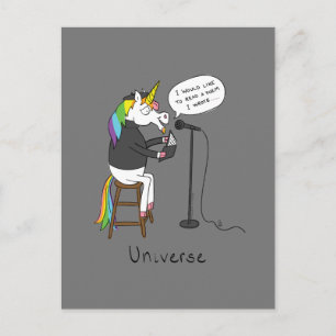 Carte Postale Unicorne Universe Lire Poésie Funny Postcard