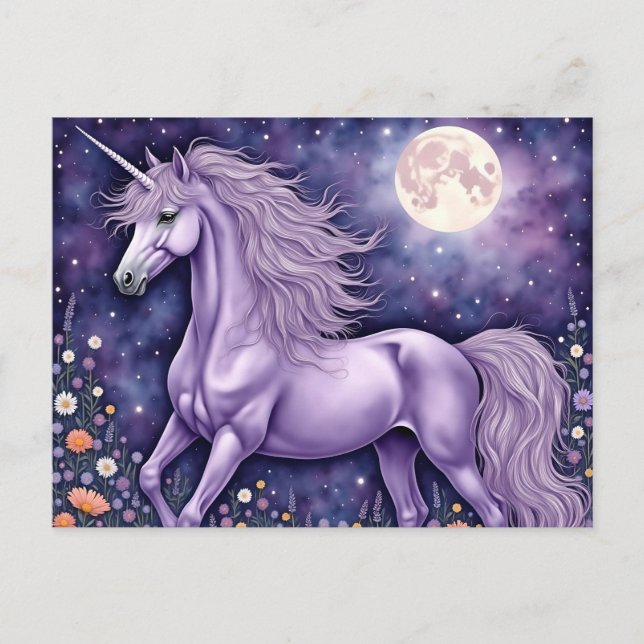Carte Postale Unicorne violette (Devant)