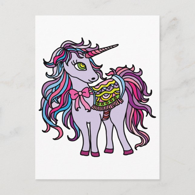 Carte Postale Unicorne violette (Devant)