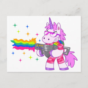Carte Postale Unicorne violette - Arme à feu