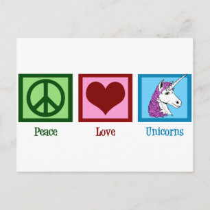 Carte Postale Unicornes Peace Love