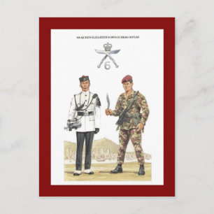 Carte Postale Uniformes Militaires vintages, fusils Gurkha
