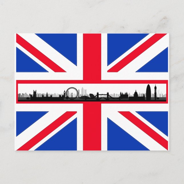Carte postale Union Jack Flag London Skyline (Devant)