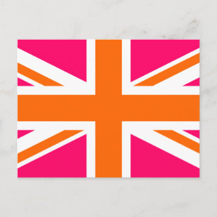 Carte Postale Union Jack rose et orange