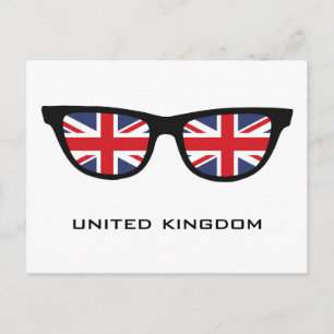Carte Postale Union Jack Royaume-Uni Shades texte et couleur per