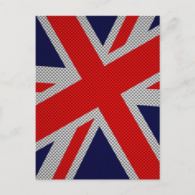 Carte Postale Union Jack sur l'impression en fibre de carbone (Devant)