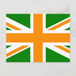 Carte Postale Union Jack verte et orange