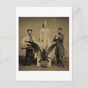 Carte Postale Union Soldat, marin et Lady Liberty Guerre civile