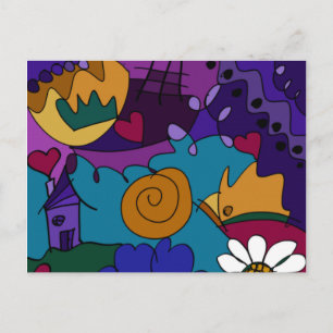 Carte postale unique et amusante d'art gribouillé