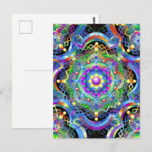 Carte Postale Univers Mandala Couleurs Psychédéliques