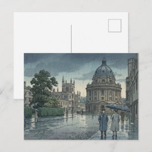 Carte Postale Université d'Oxford sous la pluie, estampe japonai