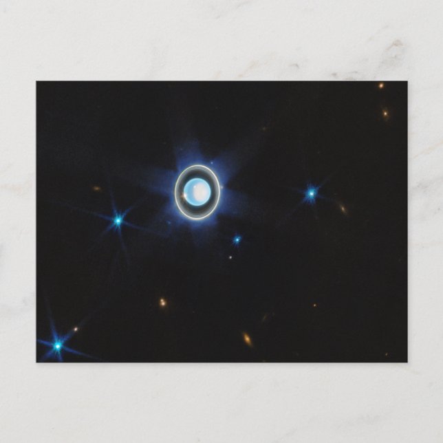 Carte Postale Uranus planétaire avec anneaux et lunes Image JWST (Devant)