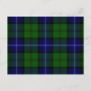 Carte Postale Urquhart tartan bleu vert plaid
