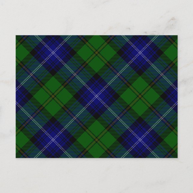 Carte Postale Urquhart tartan bleu vert plaid (Devant)