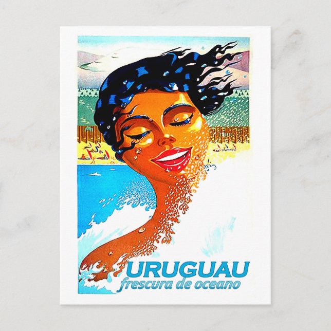 Carte Postale Uruguay, nageuse dans l'eau, illustration (Devant)