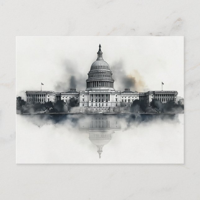 Carte postale US Capitol Washington DC noir et bla (Devant)