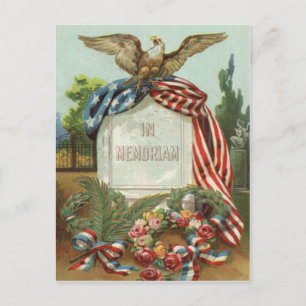 Carte Postale US Flag Eagle Wreath Tombstone Gravestone Rose