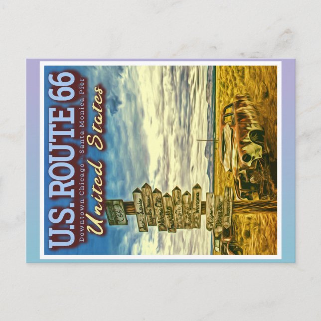 CARTE POSTALE US ROUTE 66 - LES ROUTES LES PLUS CÉLÈBRES AUX USA (Devant)