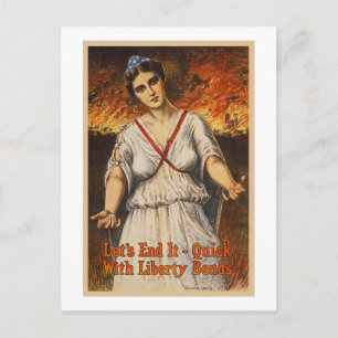 Carte Postale US War Bonds Let's End It Quick WWI Propaganda