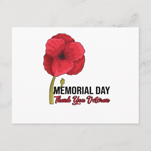 Carte Postale USA Coquelicot Coquelicot Jour de la mémoire Jour  (Devant)