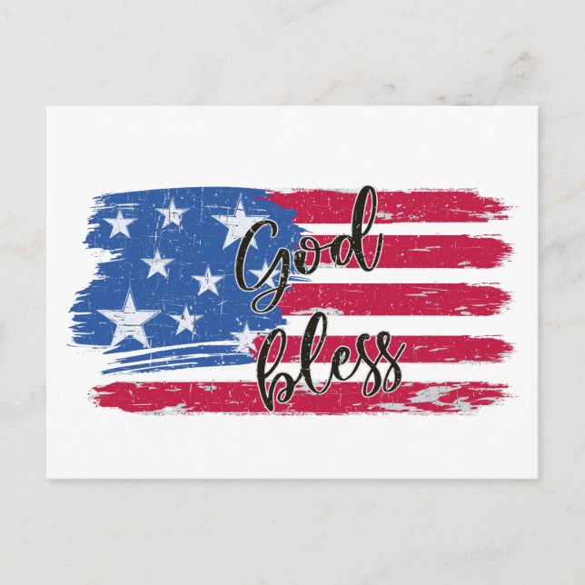 Carte Postale USA Drapeau Dieu béni Amérique patriotique (Devant)