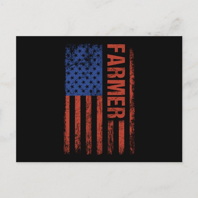 Carte Postale USA Flag Farmer Farm Farming Ranch Tractor Agricul (Devant)