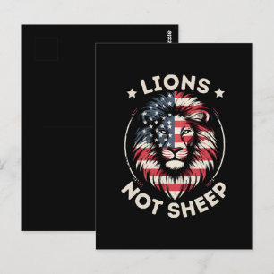 CARTE POSTALE USA FLAG, LIONS NON SHEEP