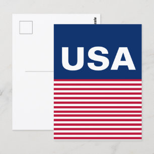 Carte Postale USA Rouge Blanc et Bleu Patriotique