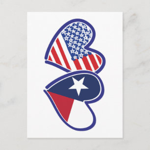 Carte Postale USA-Texas-Drapeau-Cœur