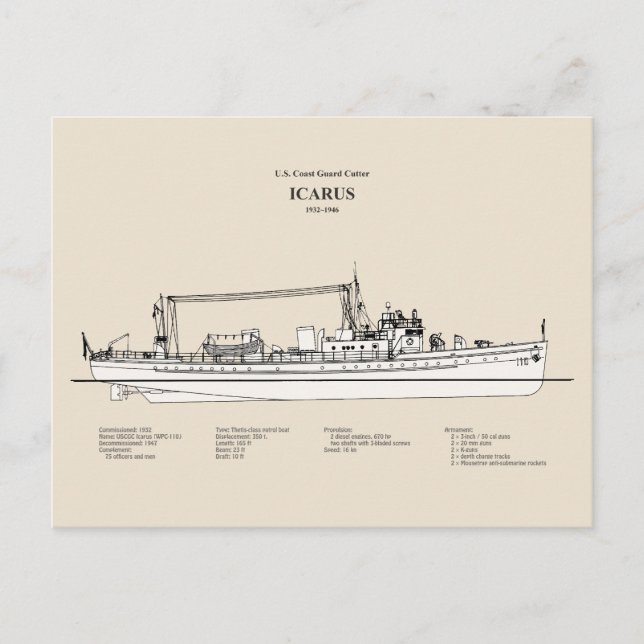 Carte Postale USCG Cutter Icarus wpc-110 - SBD (Devant)