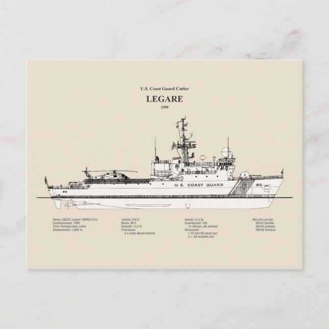 Carte Postale USCG Legare wmec-912 - SBD (Devant)