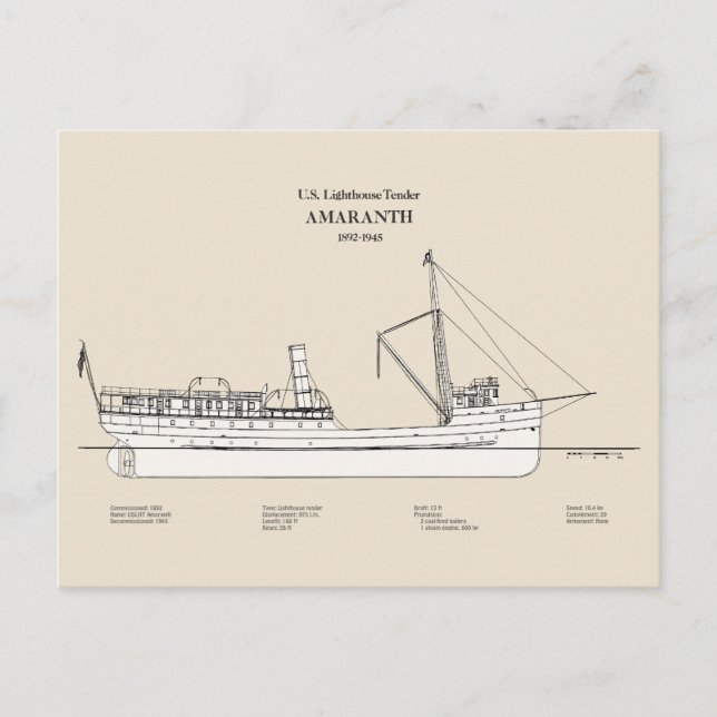 Carte Postale USCG Lighthouse Tender Amaranth - SBD (Devant)