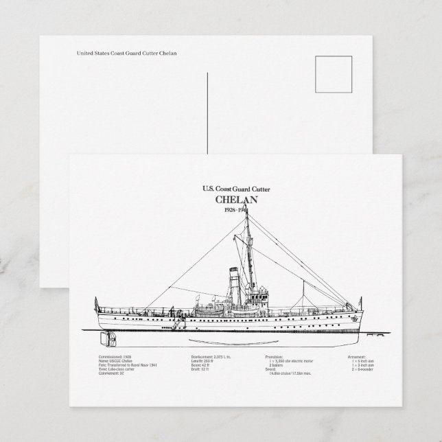 Carte Postale USCGC Chelan - SBD (Devant / Derrière)