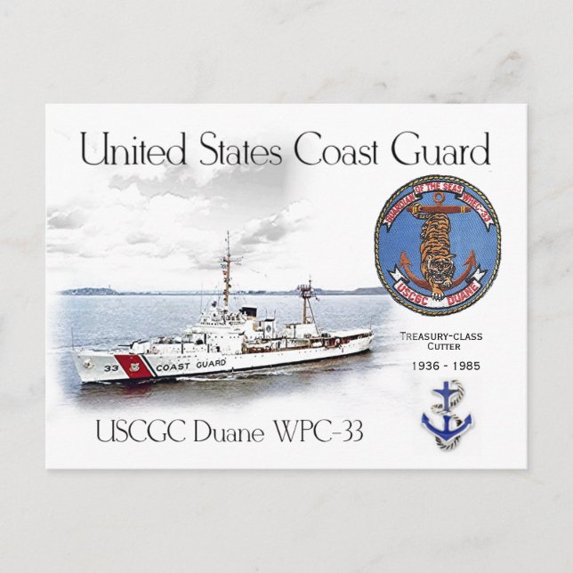 CARTE POSTALE USCGC DUANE WPC-33 CUTTER (Devant)