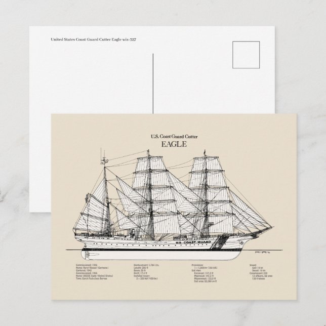 Carte Postale USCGC Eagle wix-327 - SBD (Devant / Derrière)