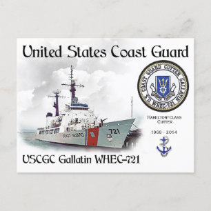 Carte Postale USCGC Gallatin WHEC-721 Cutter