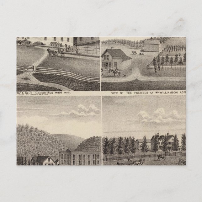 Carte Postale Usine, magasins et résidences, Minnesota (Devant)