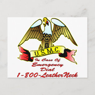 Carte Postale USMC En Coque D'Urgence Composez 1-800-Cou En Cuir