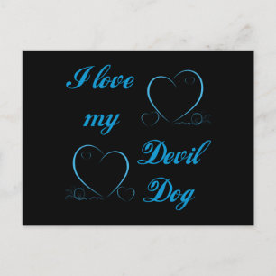 Carte Postale USMC I Love My Devil Chien