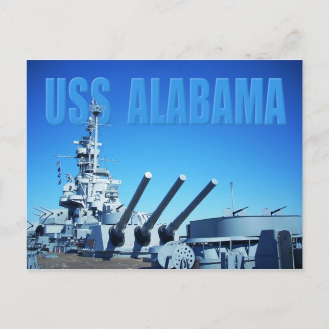 Carte Postale USS Alabama (BB-60), Mobile, AL (Devant)