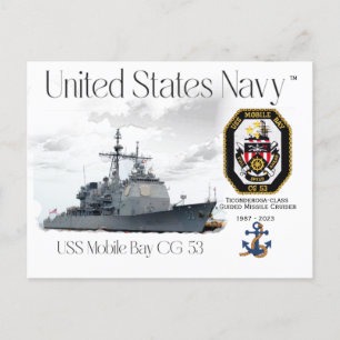 CARTE POSTALE USS MOBILE CG-53 GUIDED MISSILE CRUISER