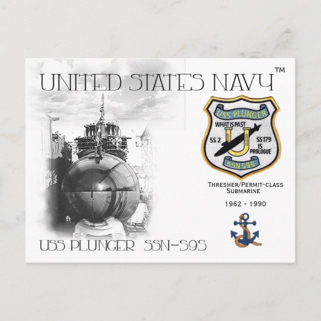 Carte Postale USS Plunger ssn-595 SUBMARINE POSTCARD (Devant)