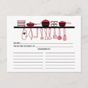 Carte Postale Ustensiles de cuisine amusants et rouges pour la m