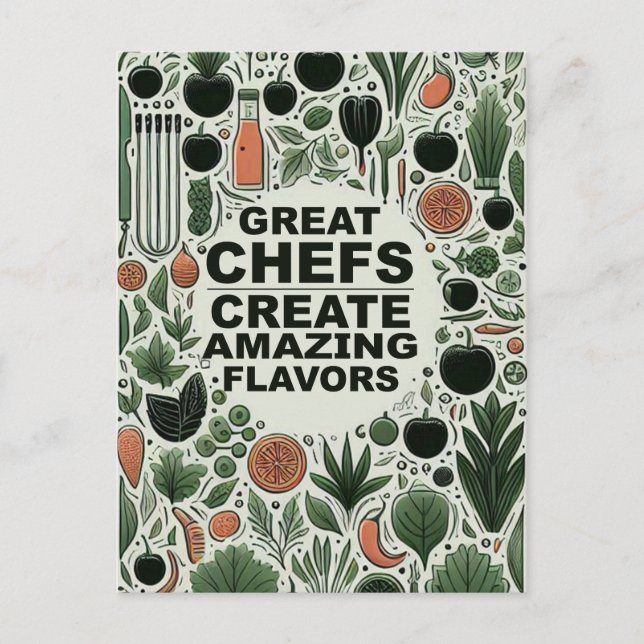 Carte Postale Ustensiles de cuisine du chef botanique Typographi (Devant)