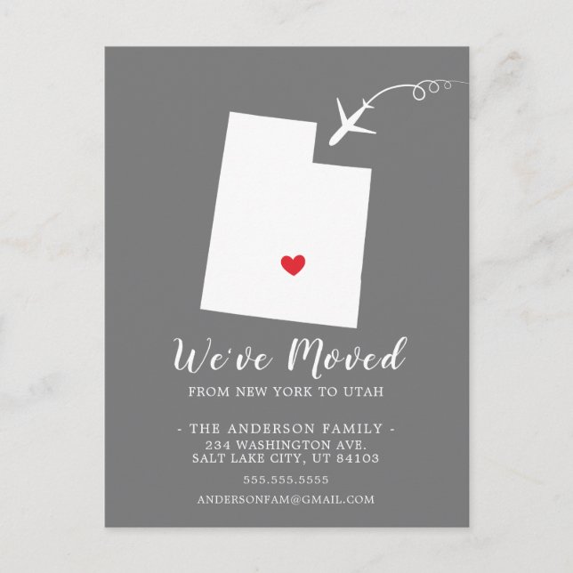 Carte postale UTAH de l'État de déplacement (Devant)