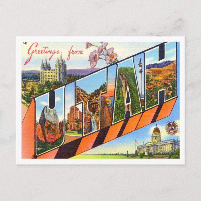Carte postale Utah Vintage Big Letters (Devant)