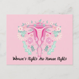 Carte Postale Utérus floral rose Les droits des femmes sont des 