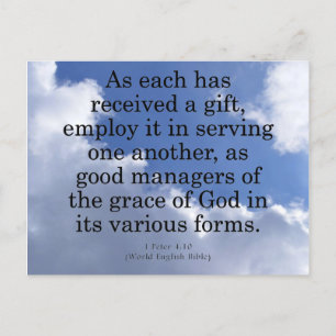 Carte Postale Utilisation des dons de Dieu 1 Pierre 4:10