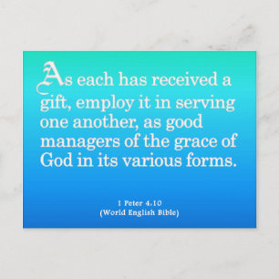 Carte Postale Utilisation des dons de Dieu 1 Pierre 4:10
